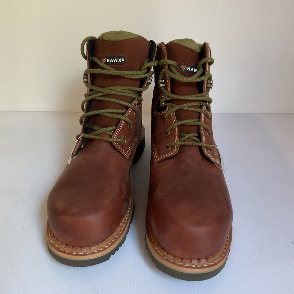 HAWX Men’s 8C Work Boots Waterproof Composite Toe Brown Leather NWOT - Picture 4 of 7